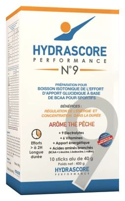 Bebida Isotónica Del Esfuerzo Hydrascore N ° 9 Té De Melocotón 10 X 40g 1 Bebida Isotónica Del Esfuerzo Hydrascore N ° 9 Té De Melocotón 10 X 40g