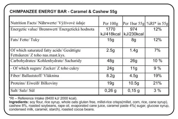 CHIMPANZEE Energy Bar 100% Natural Anacardo 55g SIN GLUTEN 2 CHIMPANZEE Energy Bar 100% Natural Anacardo 55g SIN GLUTEN - Imagen 2